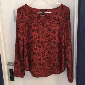 Deep orange blouse with metal collar